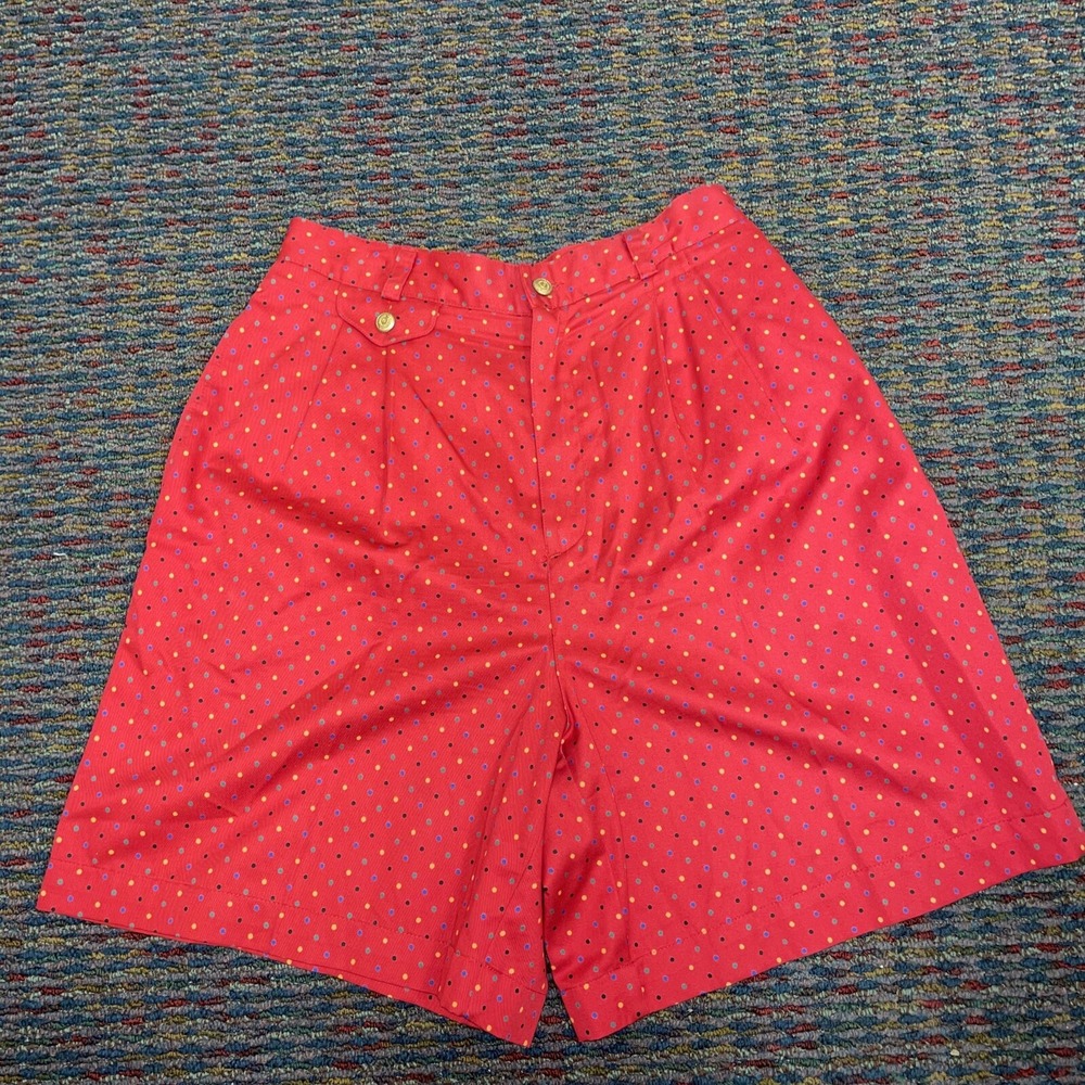 Vintage Women's LizSport Red Shorts polka dots Sz 10 100% cotton NWT High Waist